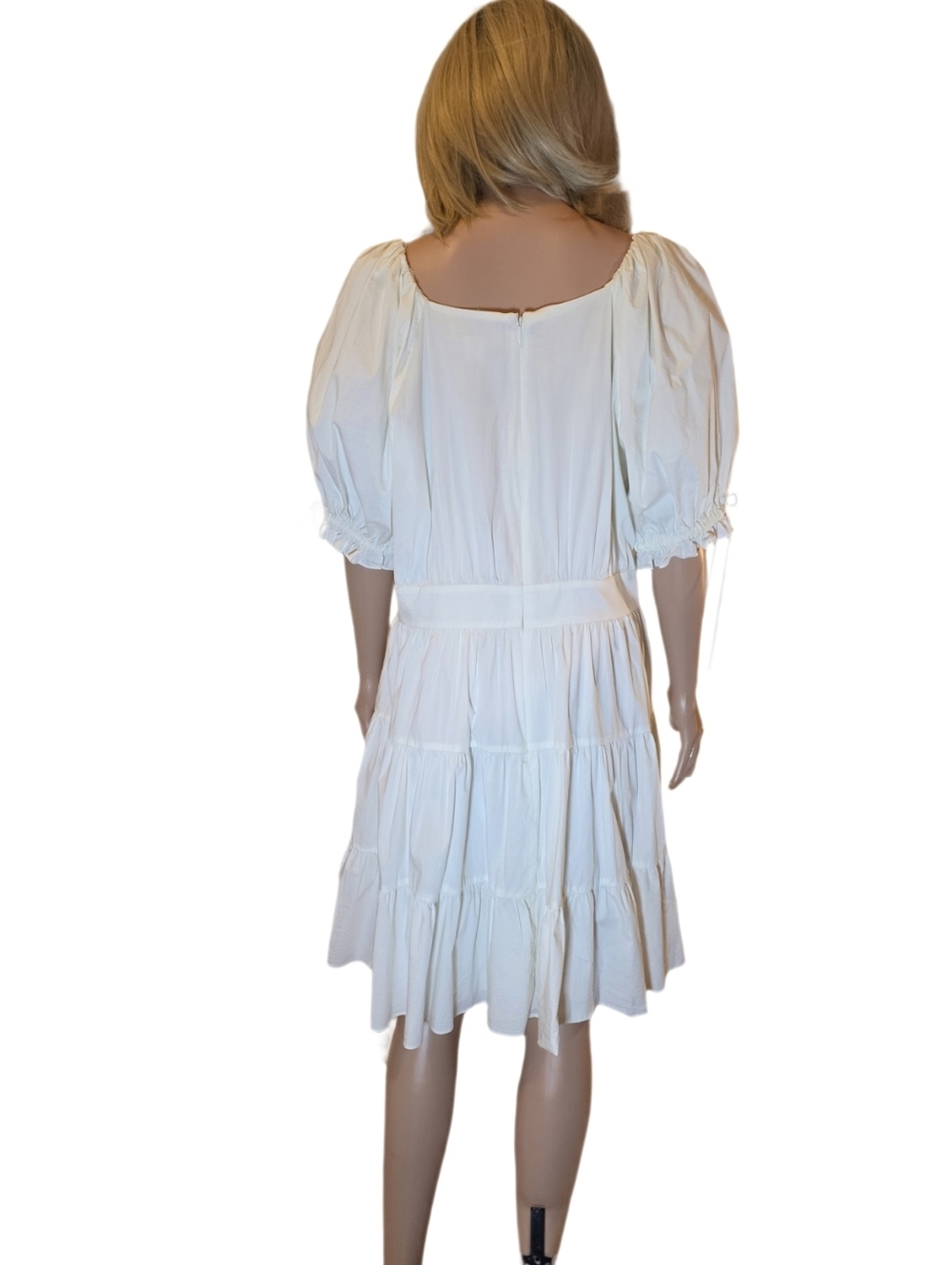 Rachel Parcell Soft White/Ivory Puff Sleeve Tiered Mini Dress - Size XL EUC - Picture 7 of 15